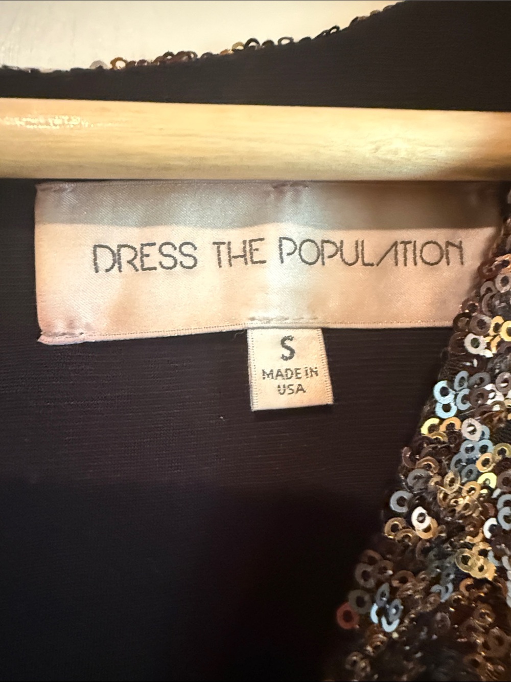 Dress the Population Bronze Sequin Long Sleeve V-Neck Dress - Picture 2 of 5